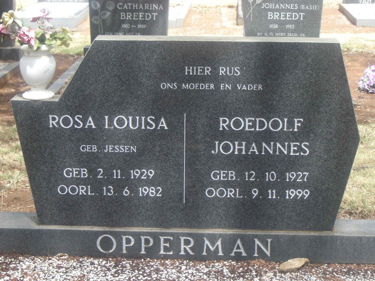 OPPERMAN Roedolf Johannes 1927-1999 &amp; Rosa Louisa JESSEN 1929-1982