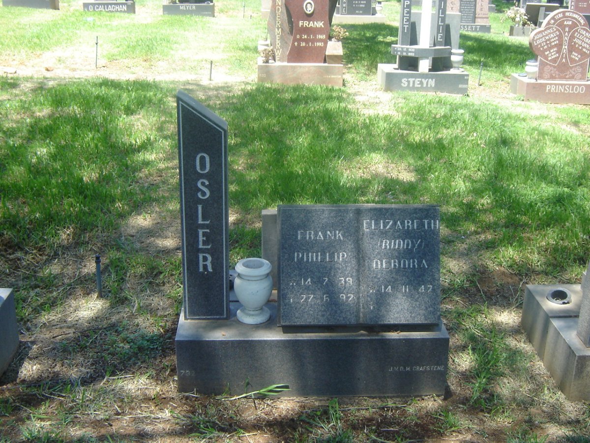 OSLER Frank Phillip 1939-1992 &amp; Elizabeth Debora 1942-