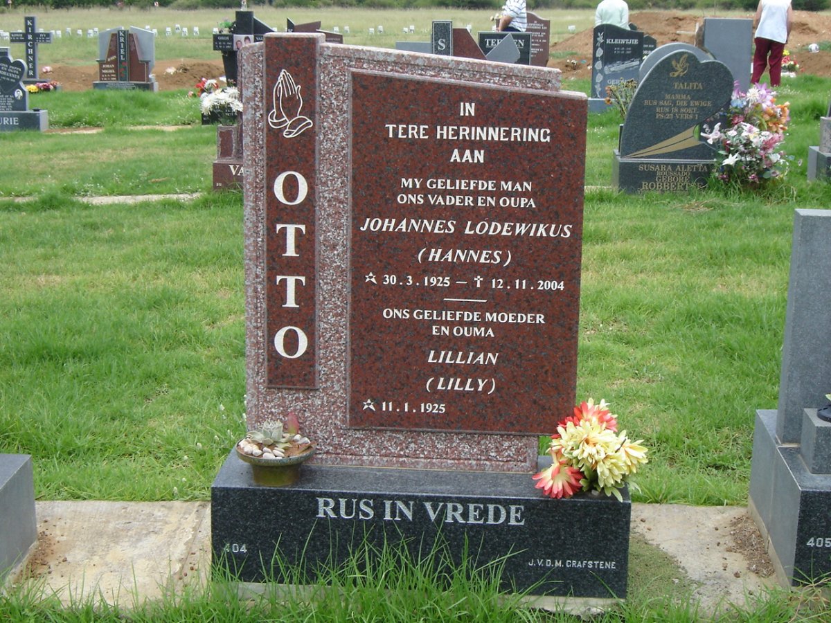 OTTO Johannes Lodewikus 1925-2004 &amp; Lillian 1925-