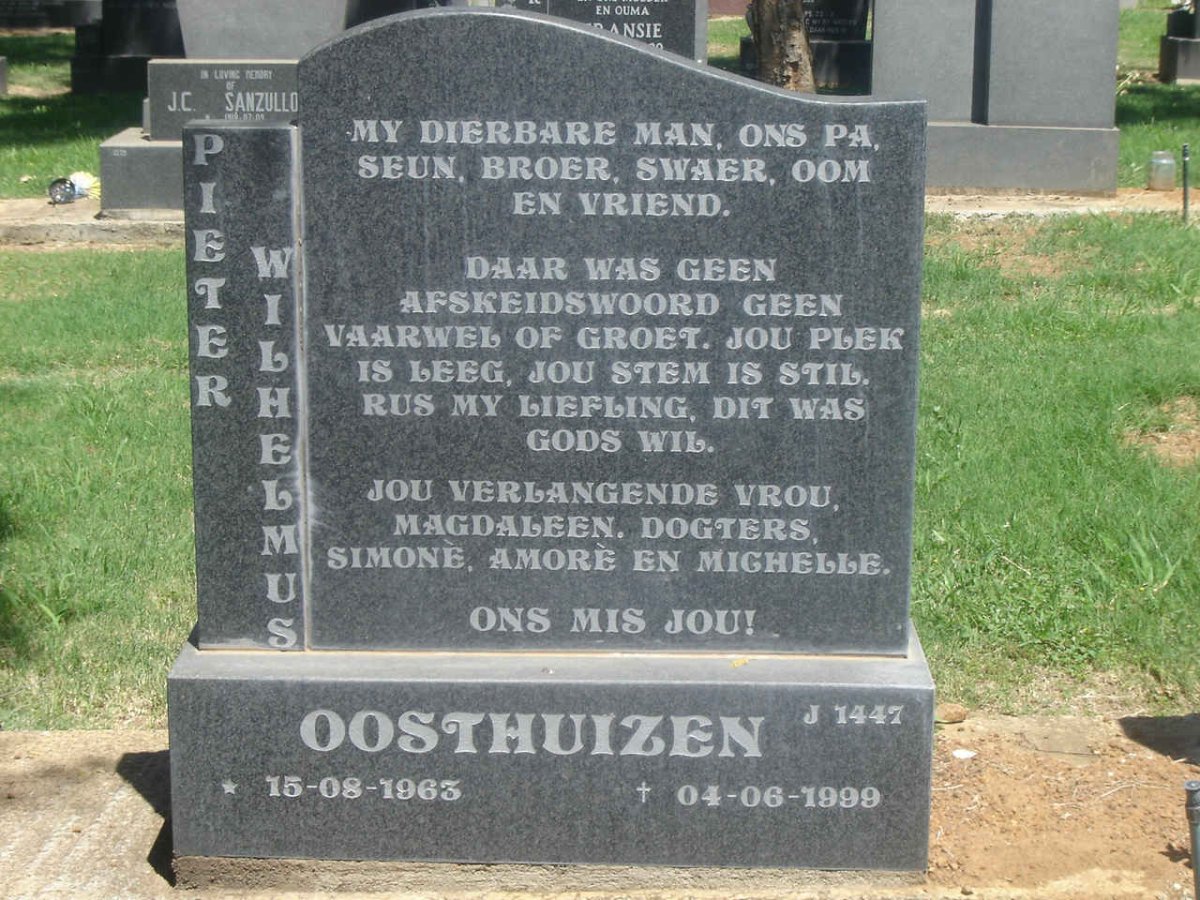 OOSTHUIZEN Pieter Wilhelmus 1963-1999
