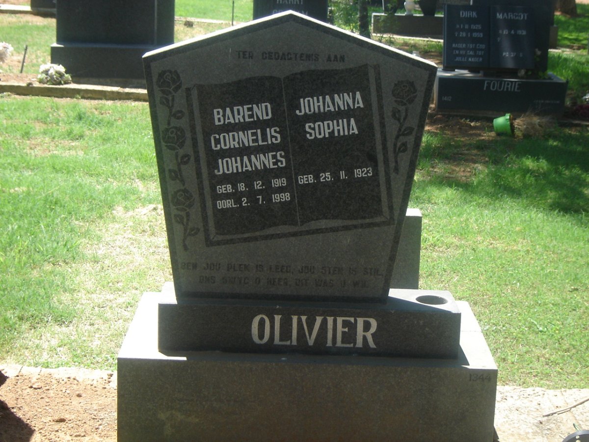 OLIVIER Barend Cornelis Johannes 1919-1998 &amp; Johanna Sophia 1923-