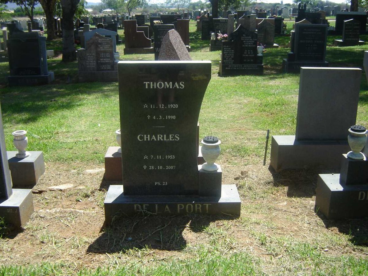 PORT Thomas, de la 1920-1990 :: DE LA PORT Charles 1953-2007