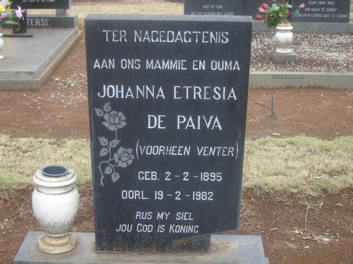 PAIVA Johanna Etresia, de nee VENTER 1895-1982 