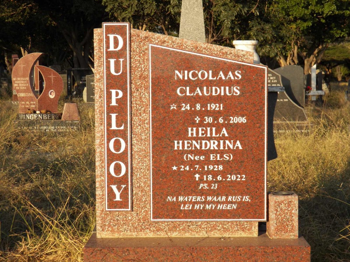 PLOOY Nicolaas Claudius, du 1921-2006 & Heila Hendrina ELS 1928-2022