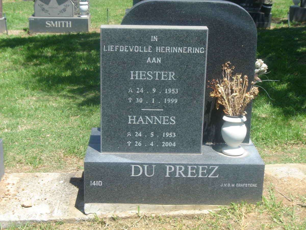 PREEZ Hannes, du 1953-2004 &amp; Hester 1953-1999