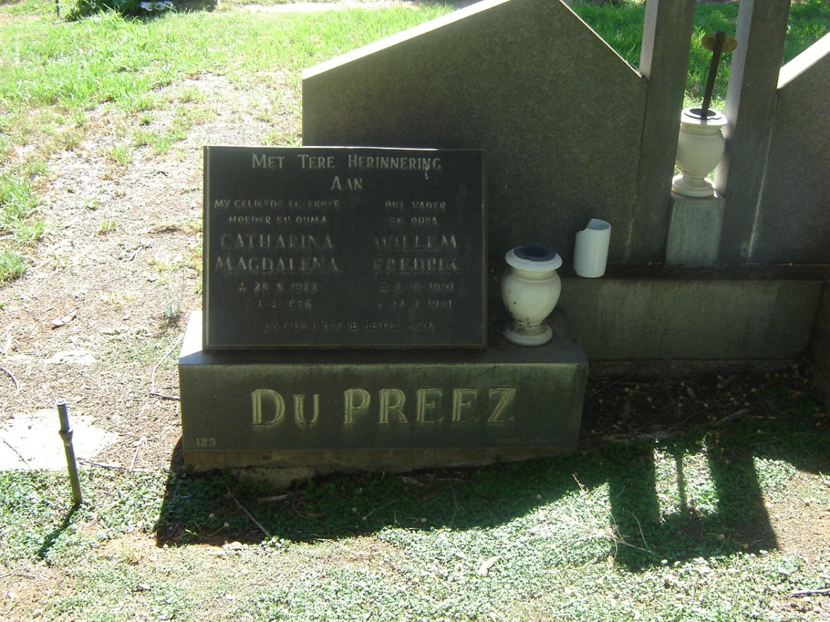 PREEZ Willem Fredrik, du 1919-19?1 &amp; Catharina Magdalena 1923-1986