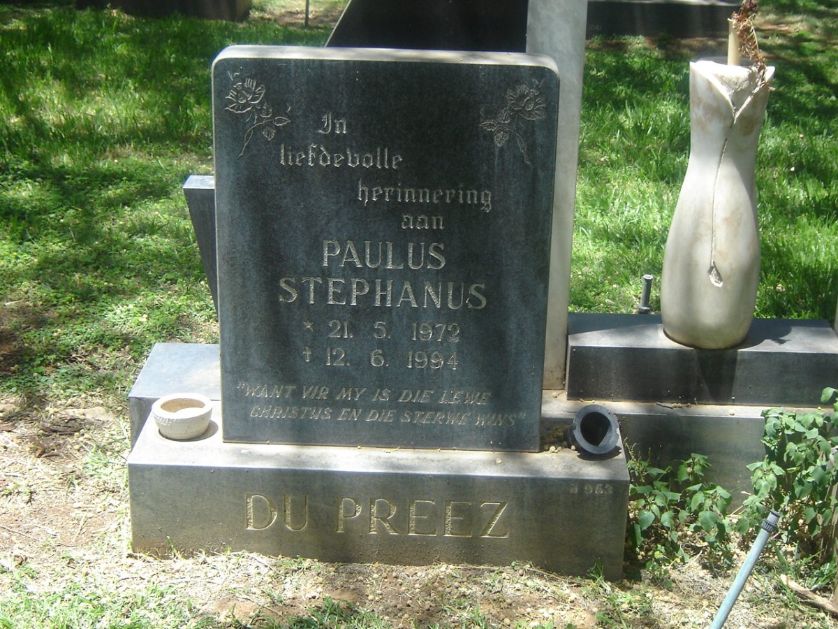 PREEZ Paulus Stephanus, du 1972-1994