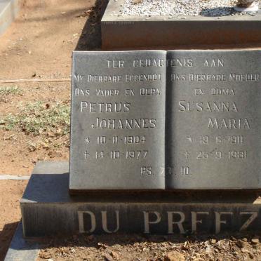 PREEZ Petrus Johannes, du 1904-1977 & Susanna Maria 1911-1981