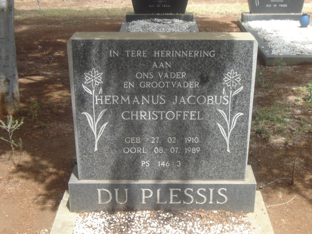 PLESSIS Hermanus Jacobus Christoffel, du 1910-1989