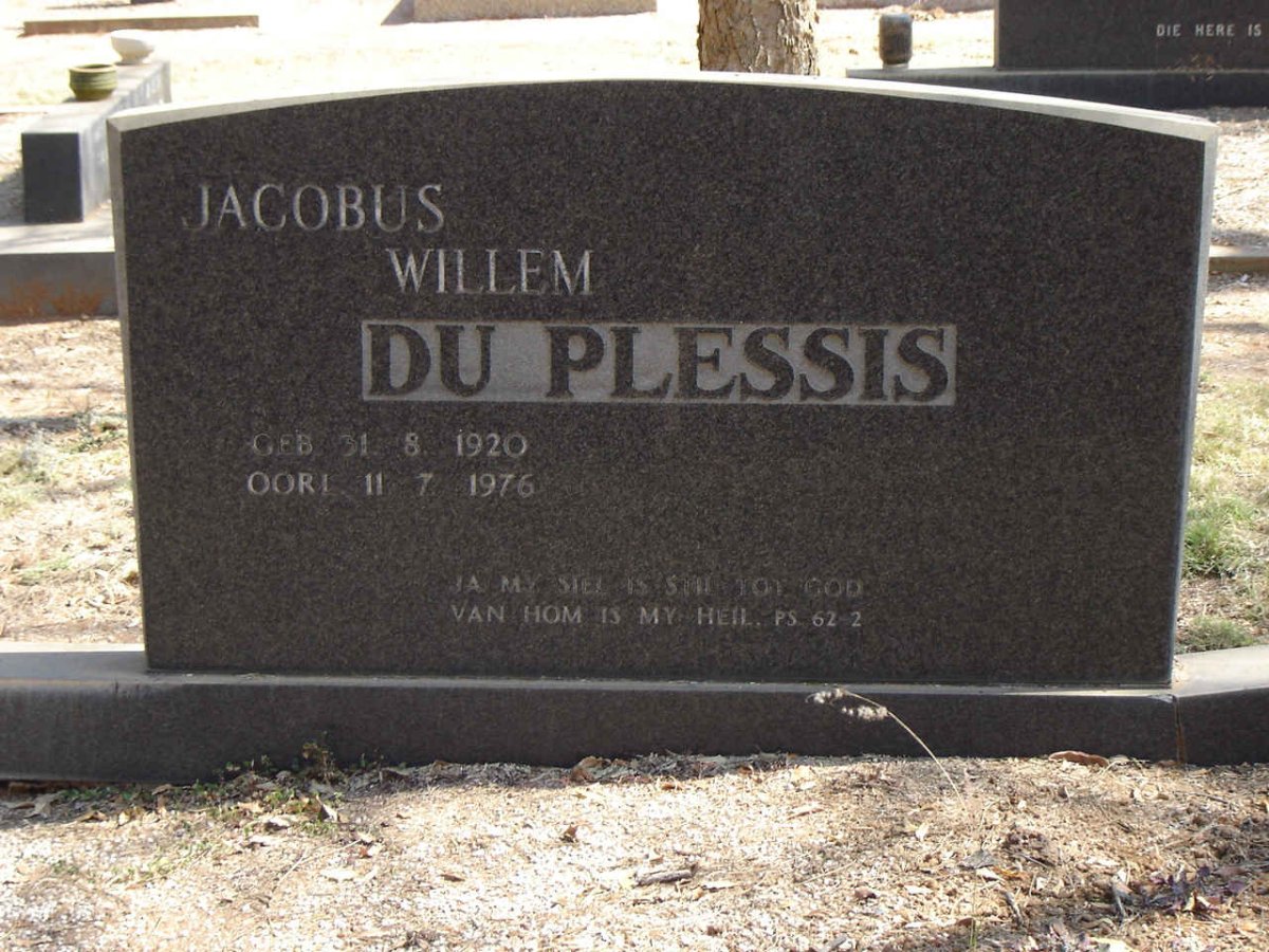 PLESSIS Jacobus Willem, du 1920-1976