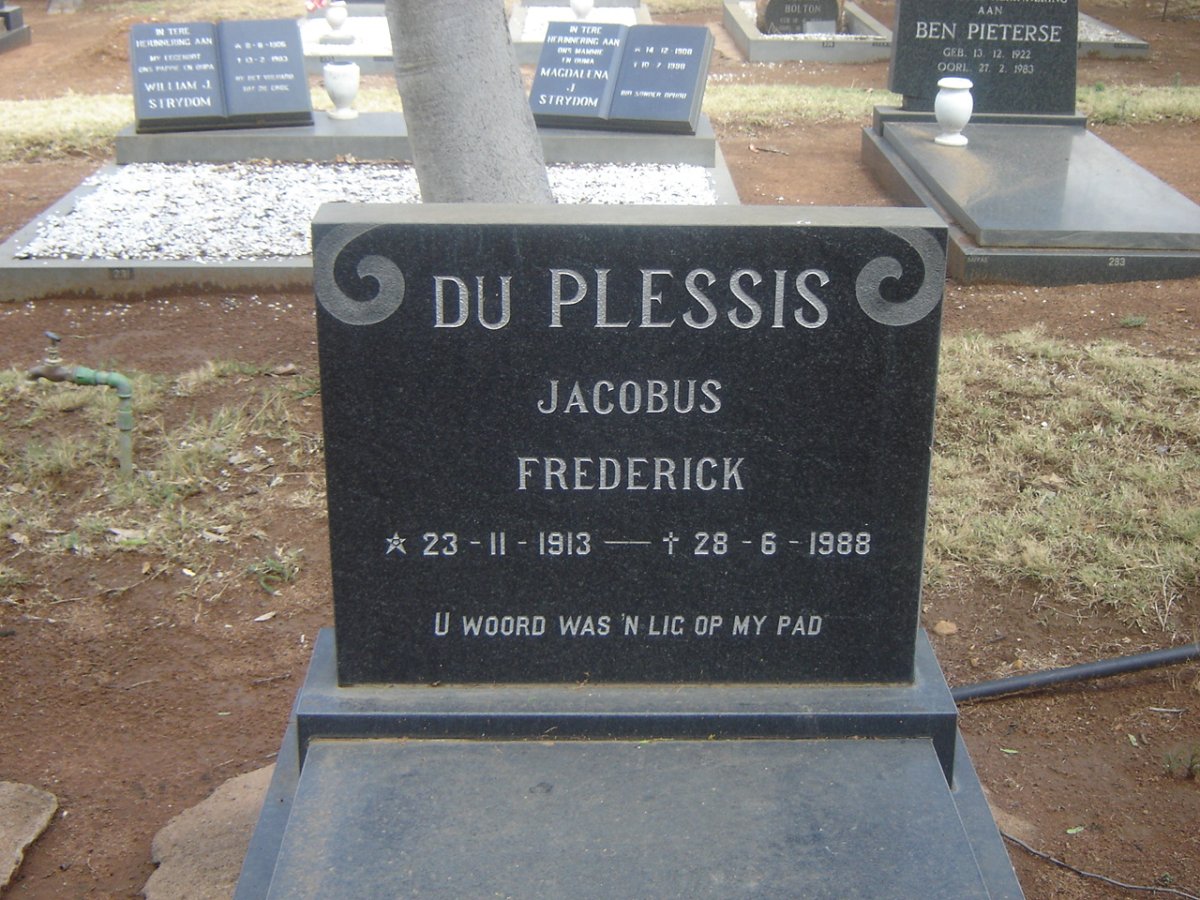 PLESSIS Jacobus Frederick, du 1913-1988