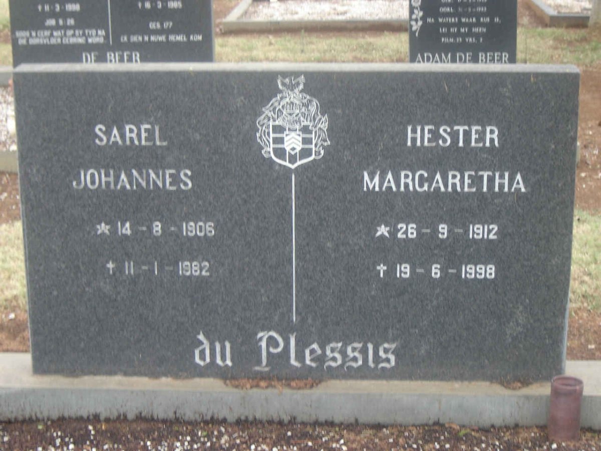 PLESSIS Sarel Johannes, du 1906-1982 &amp; Hester Margaretha 1912-1998