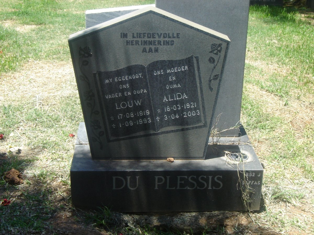 PLESSIS Louw, du 1919-1993 &amp; Alida 1921-2003