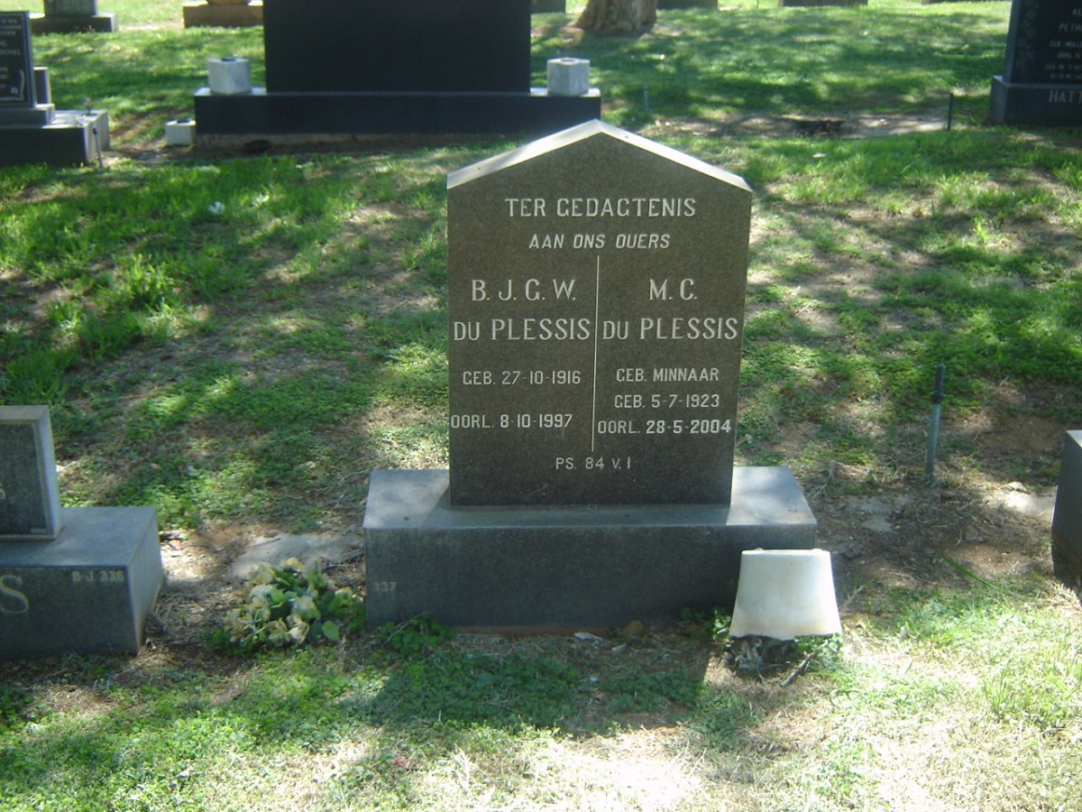 PLESSIS B.J.G.W., du 1916-1997 &amp; M.C. MINNAAR 1923-2004