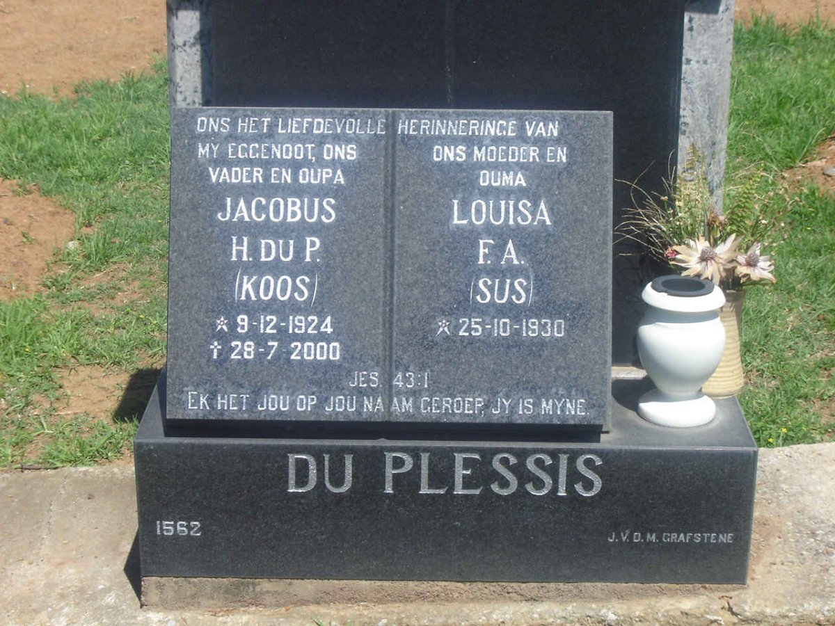 PLESSIS Jacobus H.du P., du 1924-2000 &amp; Louisa F.A. 1930-