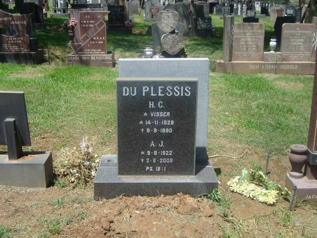 PLESSIS A.J., du 1922-2008 &amp; H.C. VISSER 1928-1990