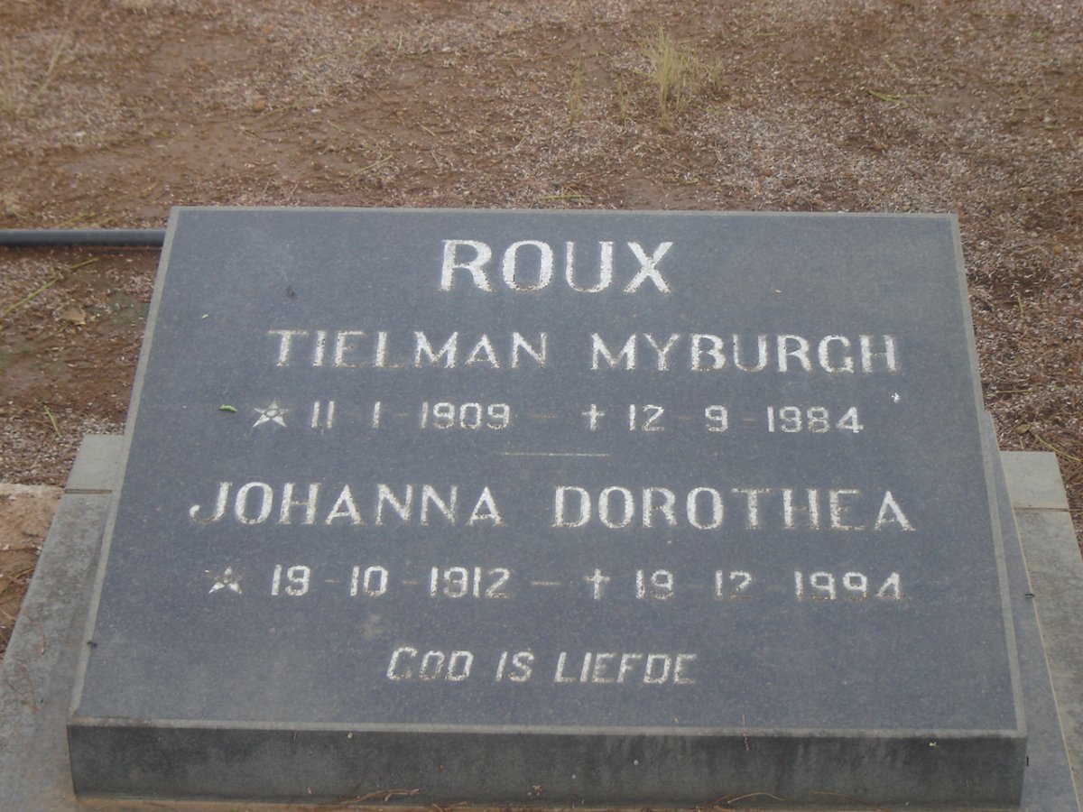 ROUX Tielman Myburgh 1909-1984 &amp; Johanna Dorothea 1912-1994