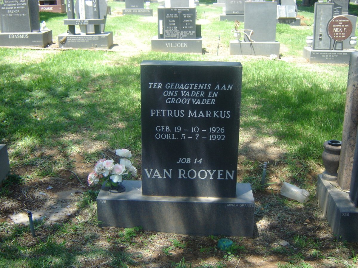 ROOYEN Petrus Markus, van 1926-1992