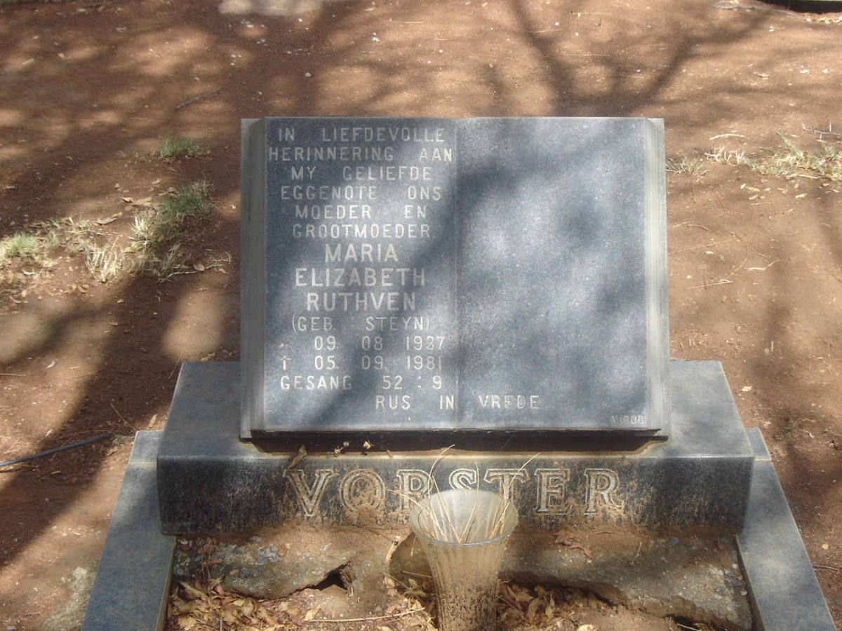 RUTHVEN Maria Elizabeth nee STEYN 1937-1981