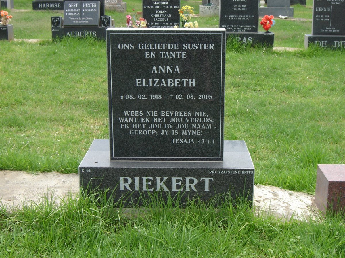 RIEKERT Anna Elizabeth 1918-2005