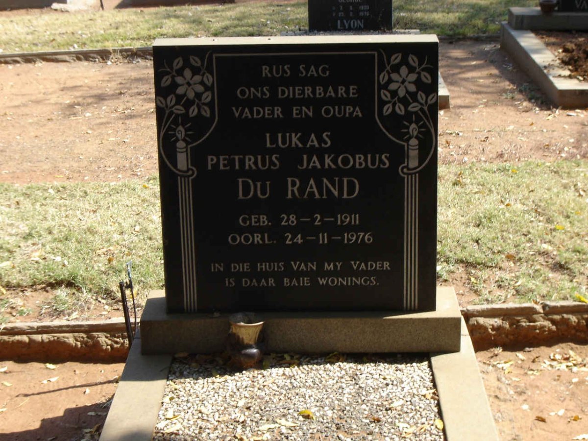 RAND Lukas Petrus Jakobus, du 1911-1976