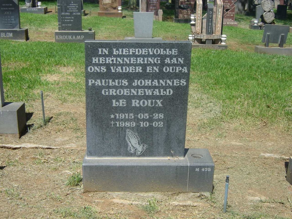 ROUX Paulus Johannes Groenewald, le 1915-1989