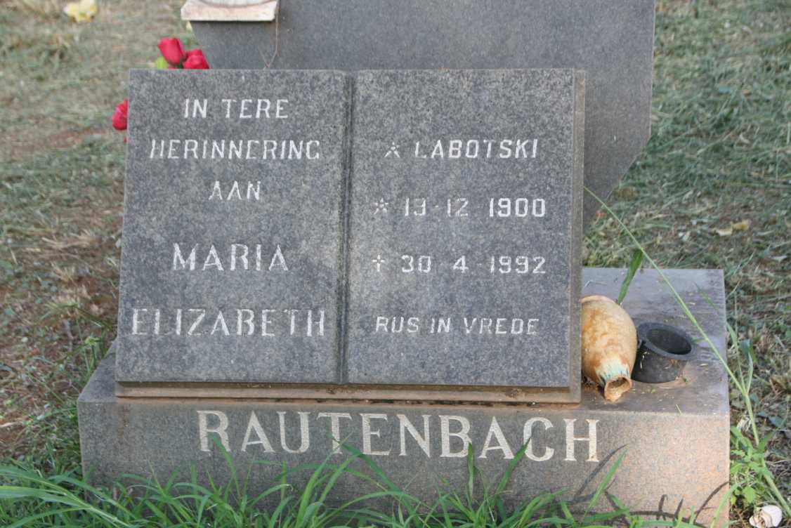 RAUTENBACH Maria Elizabeth nee LABOTSKI 1900-1992