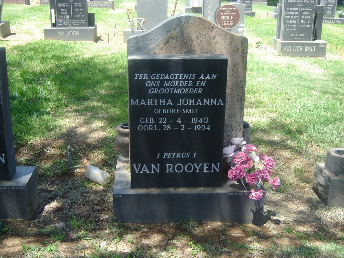 ROOYEN Martha Johanna, van nee SMIT 1940-1994