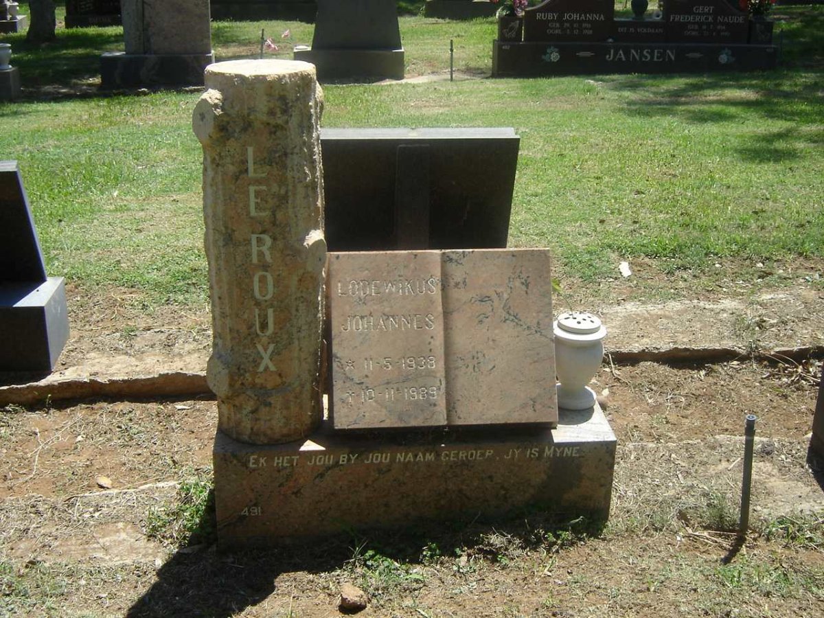 ROUX Lodewikus Johannes, le 1938-1989