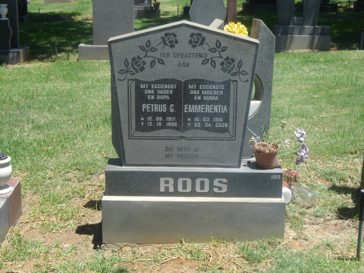 ROOS Petrus G. 1917-1996 &amp; Emmerentia 1915-2008
