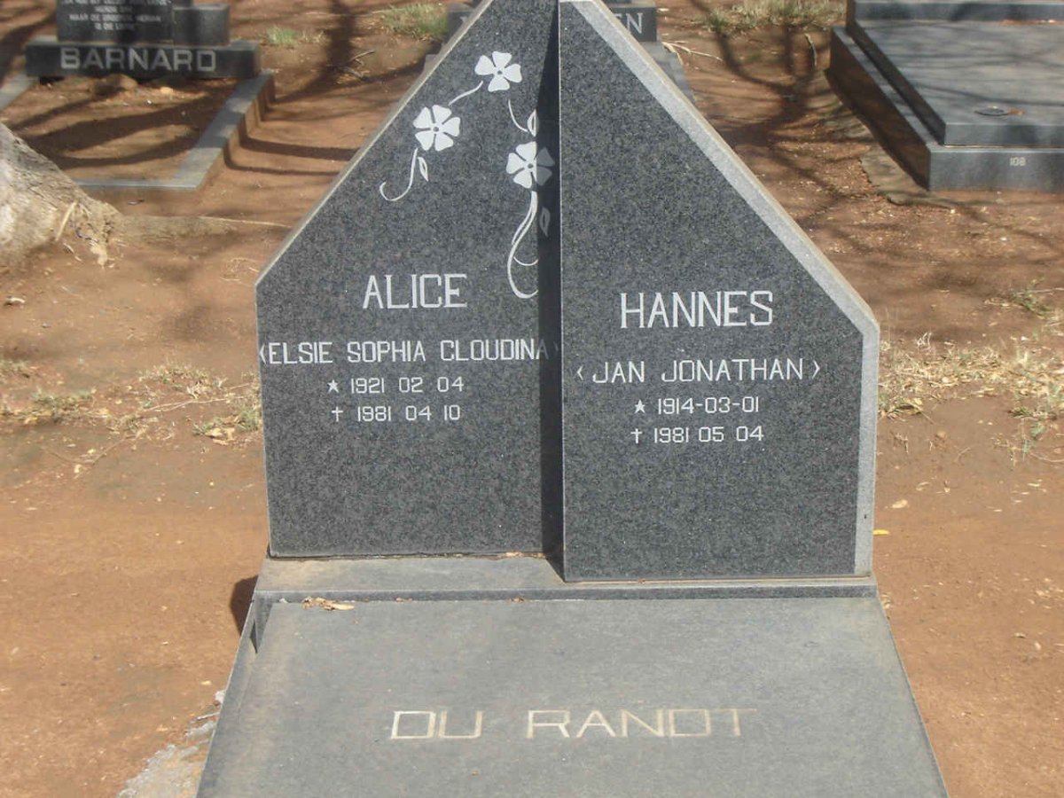RANDT Jan Jonathan, du 1914-1981 &amp; Elsie Sophia Gloudina 1921-1981