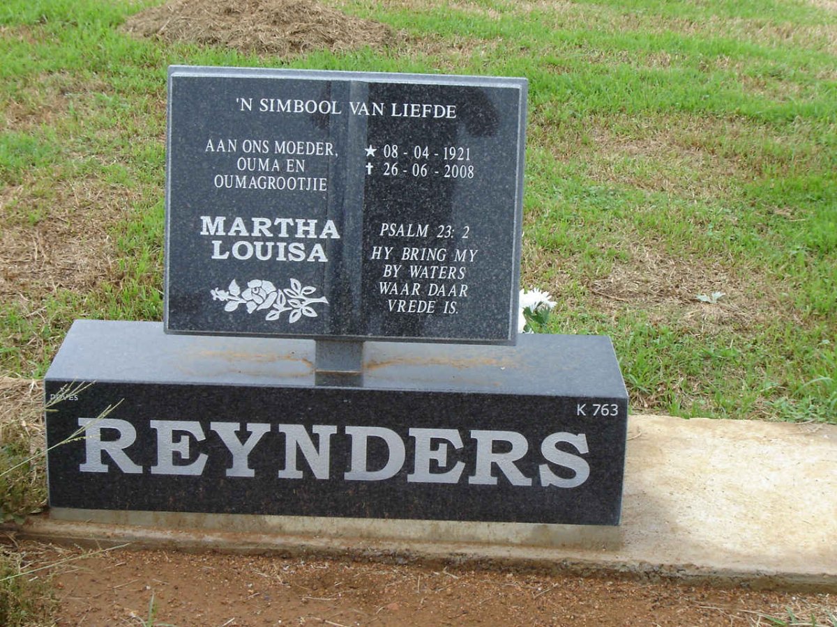 REYNDERS Martha Louisa 1921-2008