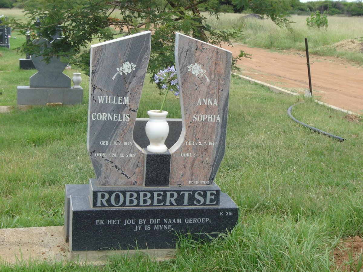 ROBBERTSE Willem Cornelius 1945-2002 &amp; Anna Sophia 1949-