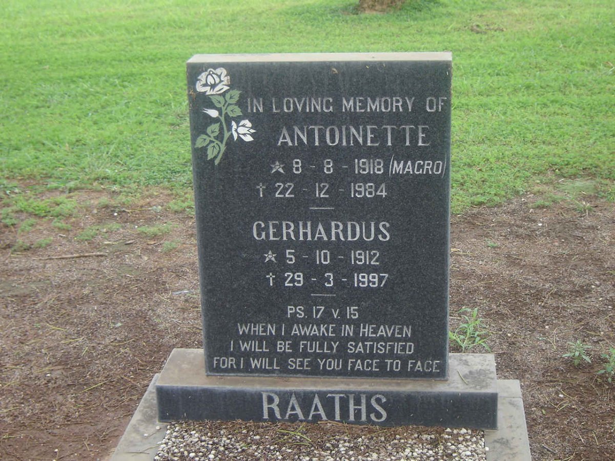RAATHS Gerhardus 1912-1997 & Antoinette MAGRO 1918-1984