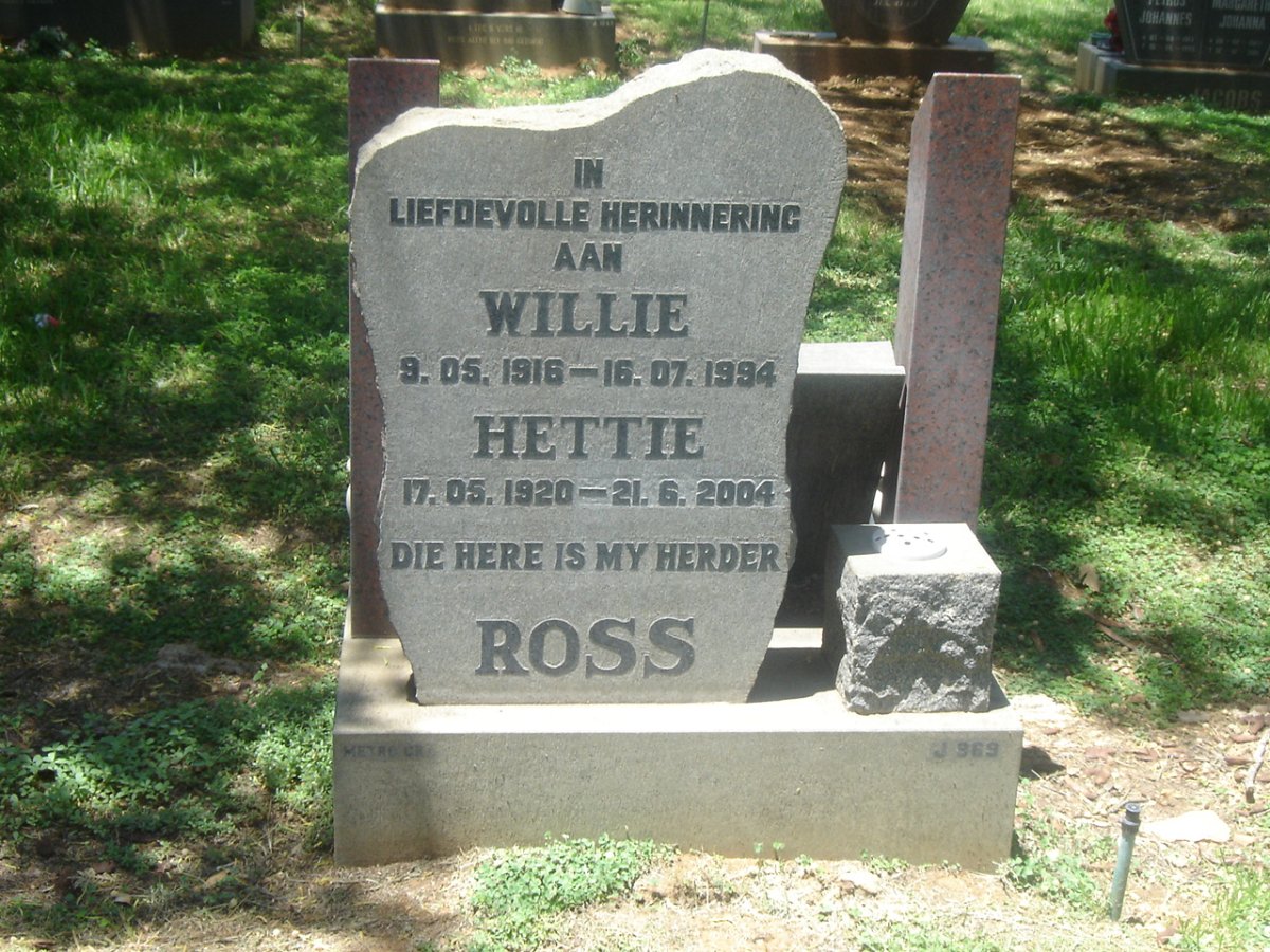 ROSS Willie 1918-1994 &amp; Hettie 1920-2004