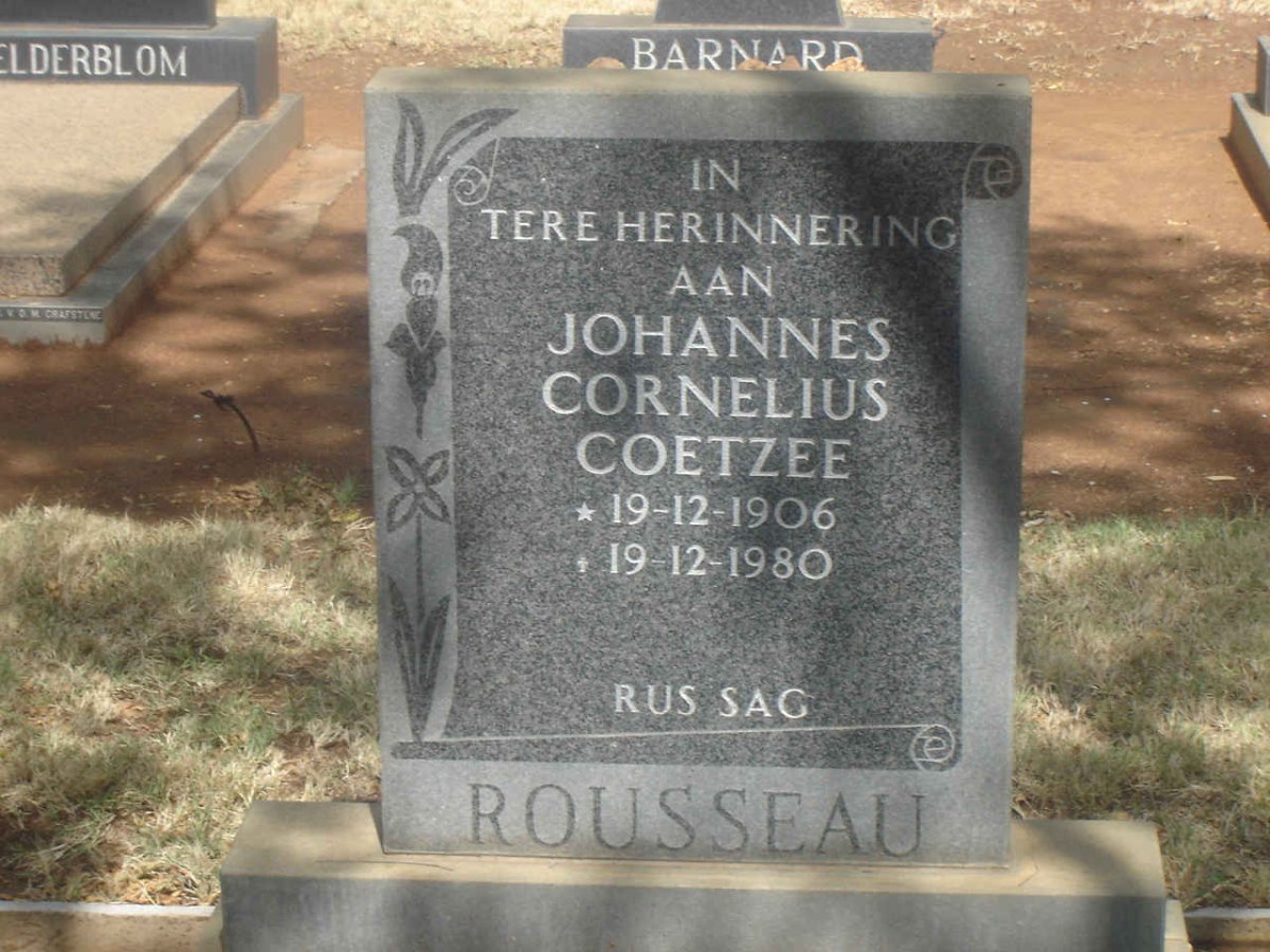 ROUSSEAU Johannes Cornelius Coetzee 1906-1980