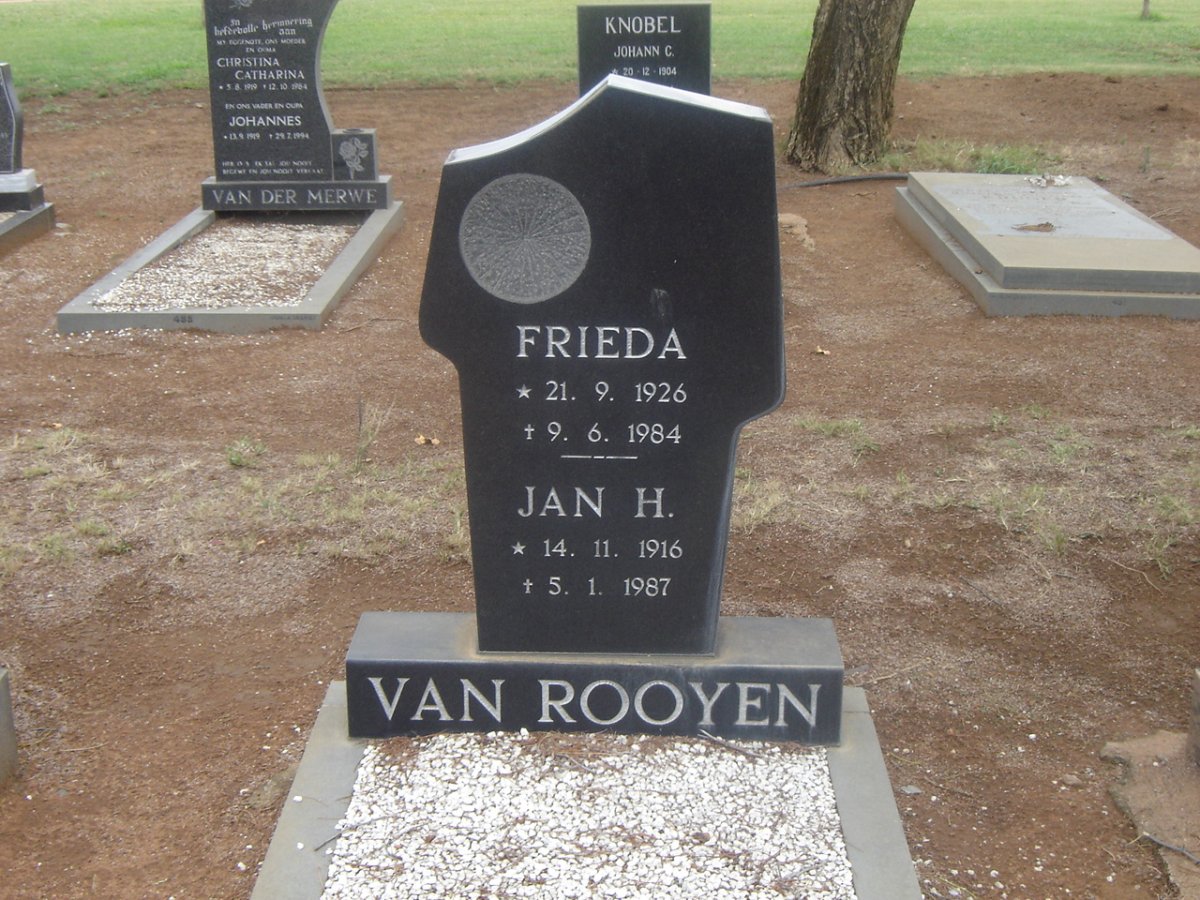 ROOYEN Jan H., van 1916-1987 &amp; Frieda 1926-1984