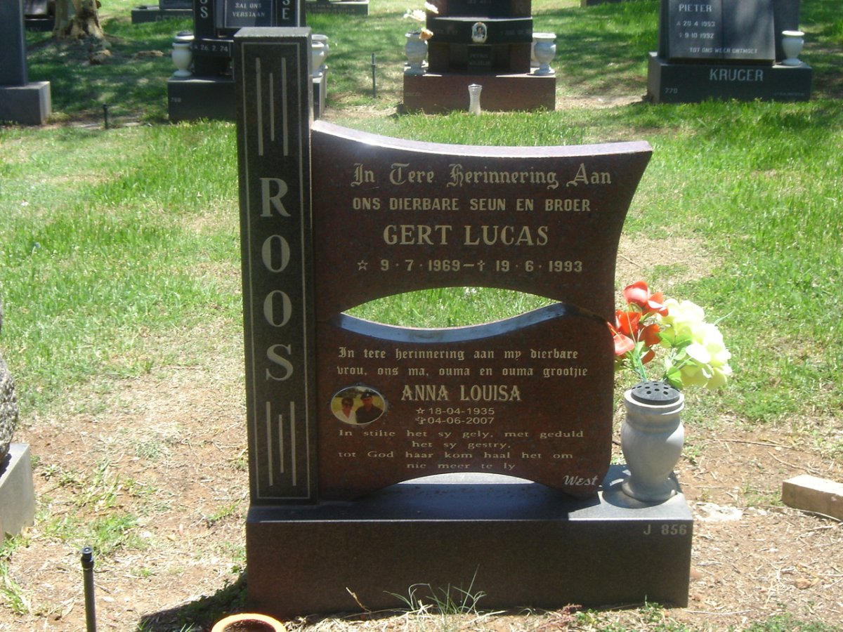 ROOS Gert Lucas 1969-1993 :: ROOS Anna Louisa 1935-2007