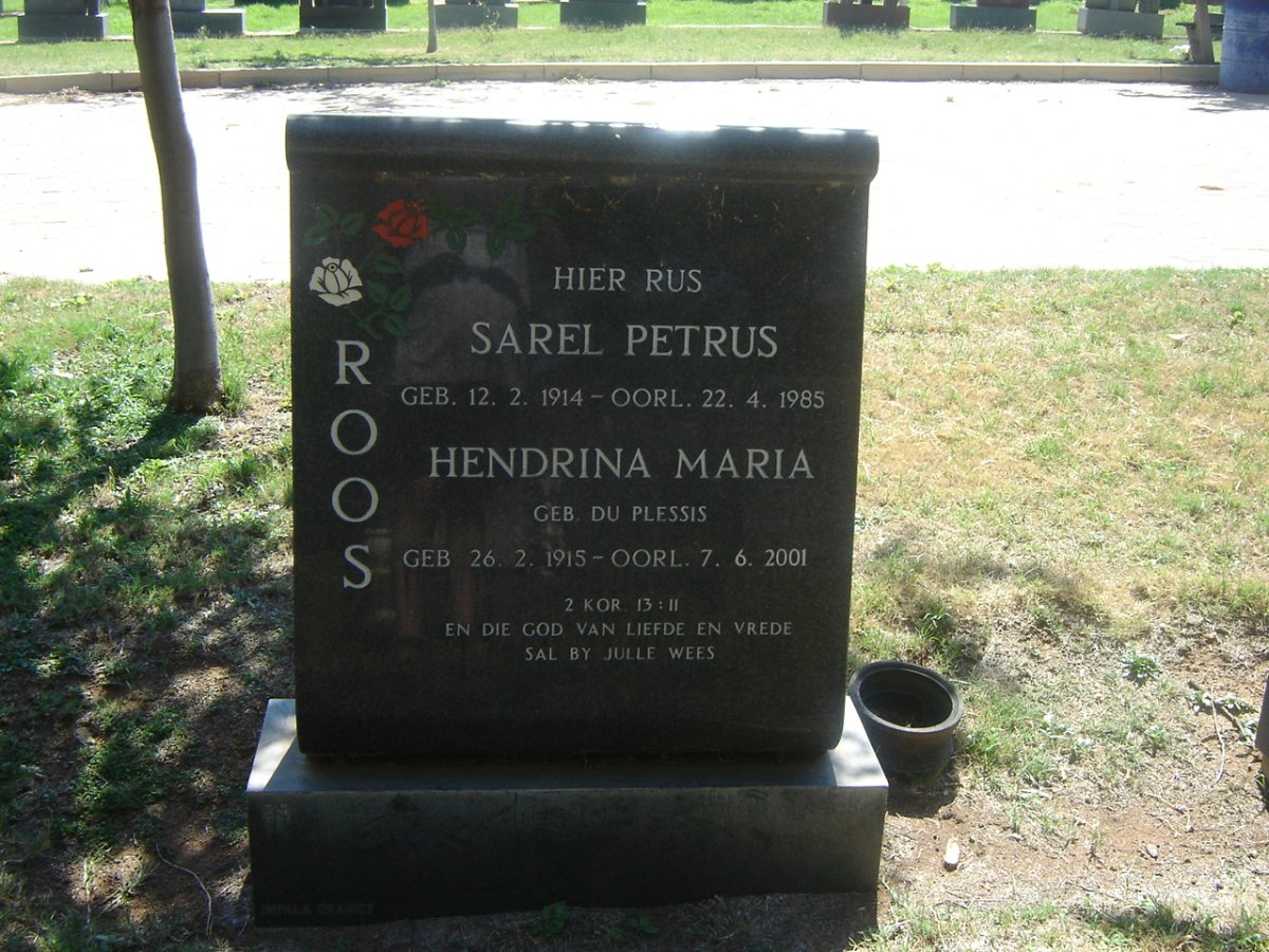 ROOS Sarel Petrus 1914-1985 &amp; Hendrina Maria DU PLESSIS 1915-2001