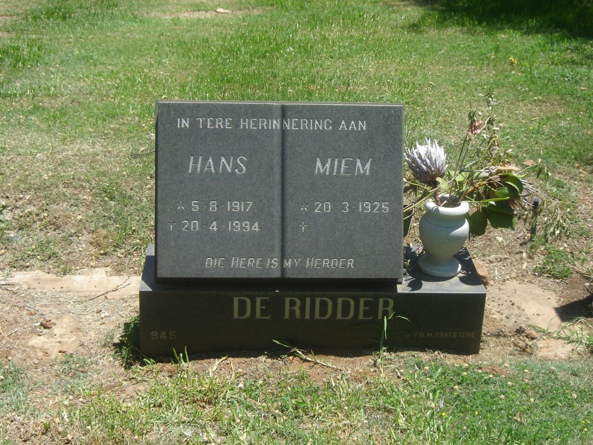 RIDDER Hans, de 1917-1994 &amp; Miem 1925-