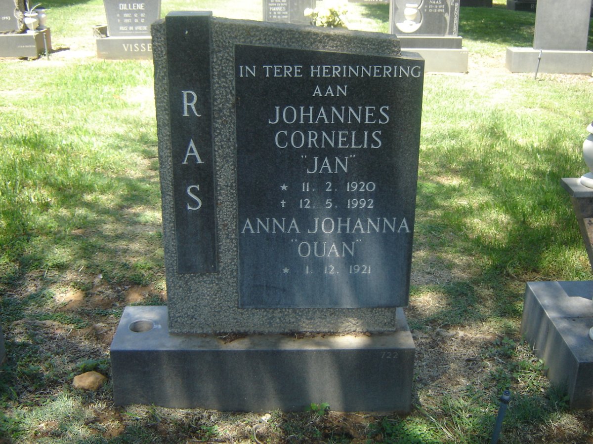 RAS Johannes Cornelis 1920-1992 &amp; Anna Johanna 1921-