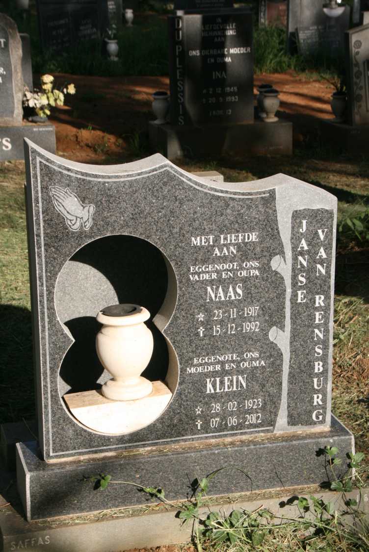 RENSBURG Naas, Janse van 1917-1992 & Klein 1923-2012