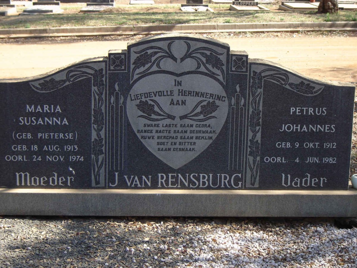 RENSBURG Petrus Johannes, J. van 1912-1982 & Maria Susanna PIETERSE 1913-1974