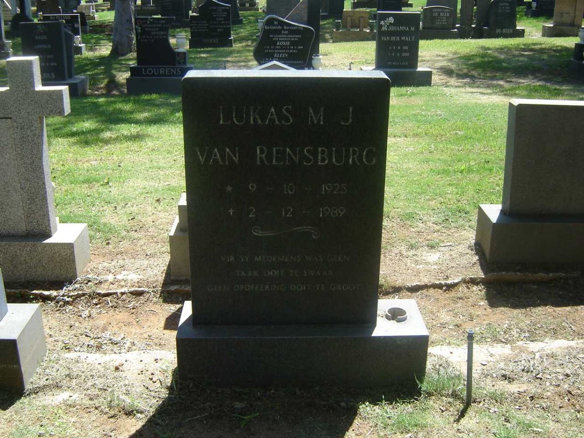 RENSBURG Lukas M.J., van 1925-1989