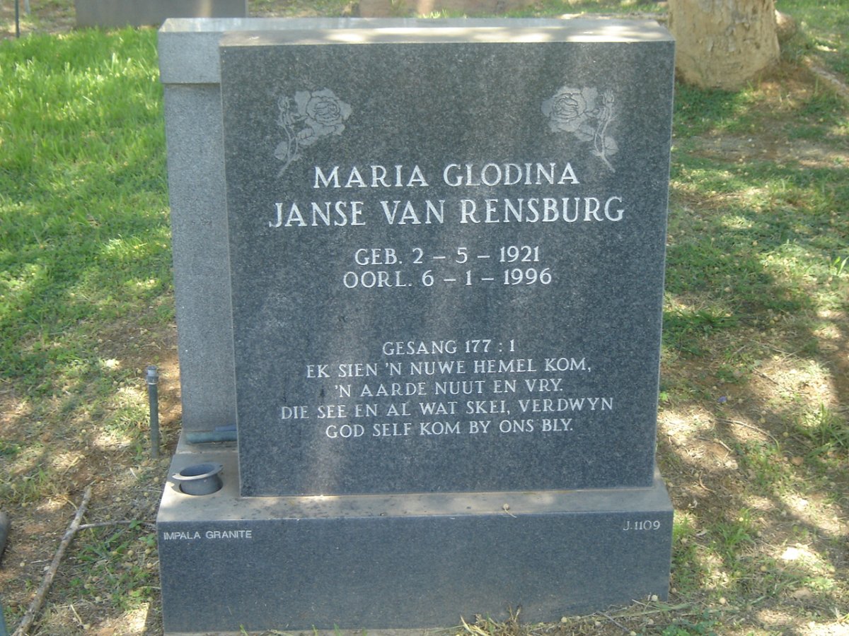 RENSBURG Maria Glodina, Janse van 1921-1996