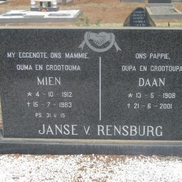 RENSBURG Daan, Janse van 1908-2001 &amp; Mien 1912-1983