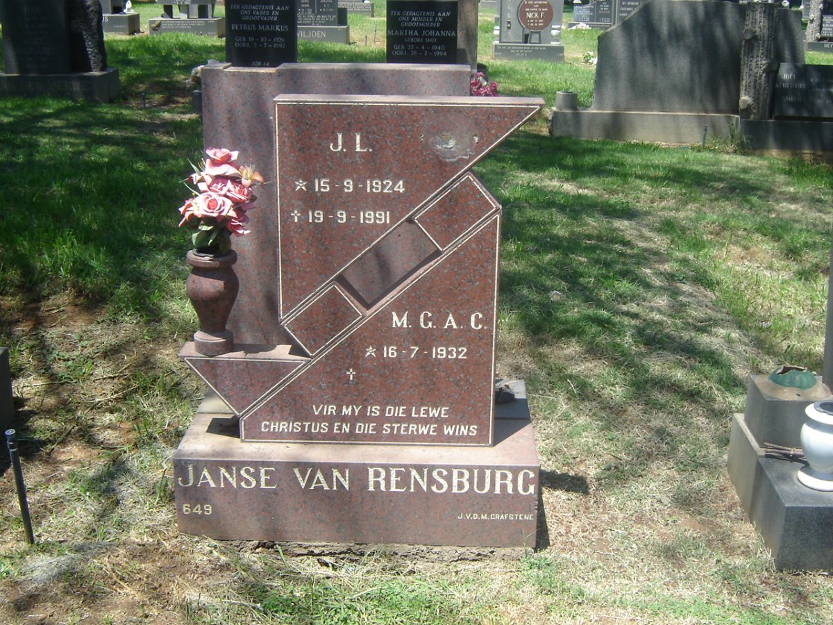 RENSBURG J.L., Janse van 1924-1991 &amp; M.G.A.C. 1932-