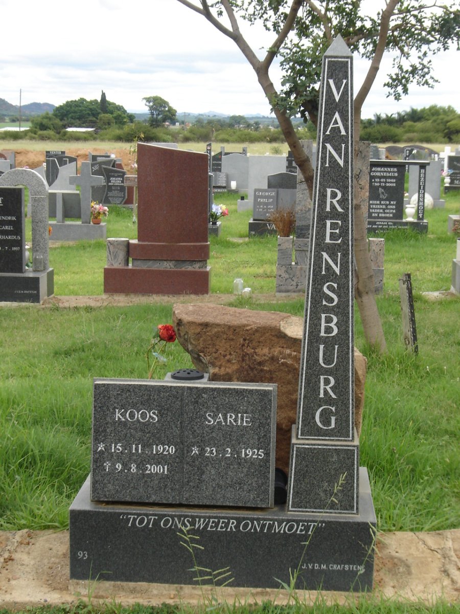 RENSBURG Koos, van 1920-2001 &amp; Sarie 1925-