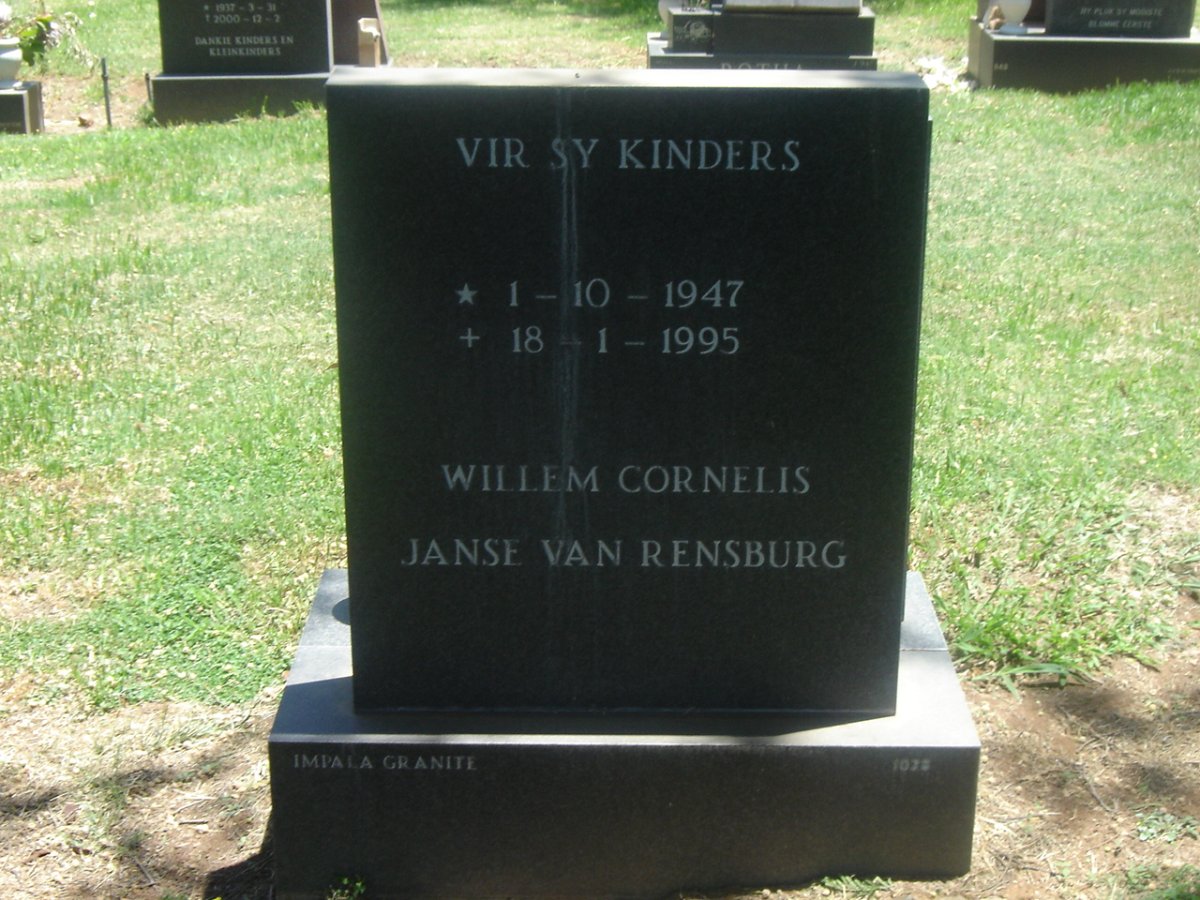 RENSBURG Willem Cornelis, Janse van 1947-1995