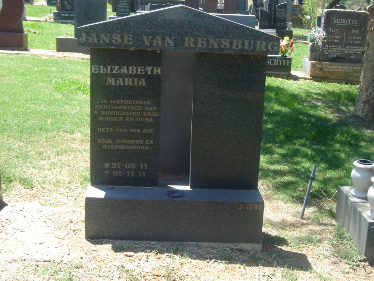 RENSBURG Elizabeth Maria, Janse van 1927-1997